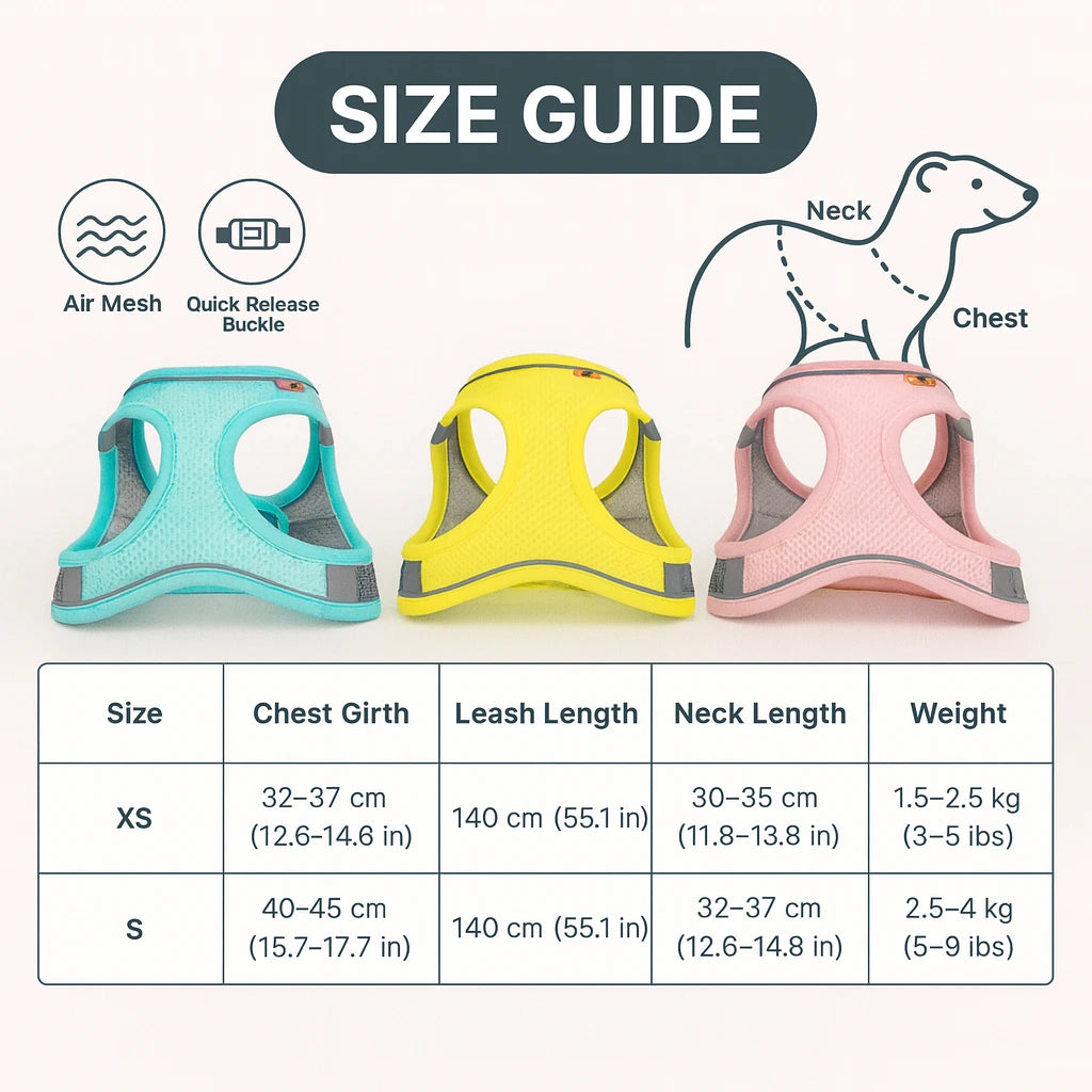 Breeze™ – Breathable Cotton Mesh Harness & Leash for Ferrets – Lightness Meets Control