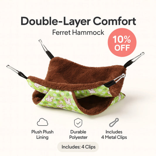 Kibu™ – Double-Layer Hammock for Ferrets – Playful & Plush Hideaway